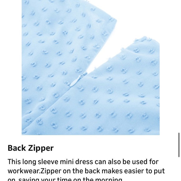 Jasambac Green Long Sleeve Dress for Women XXL - Swiss Dot, V Neck, Zip up Back - Picture 6 of 8